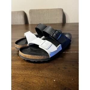 Birkenstock Arizona Split Two-Strap Black/White Men's 43 Sandals made in Germany